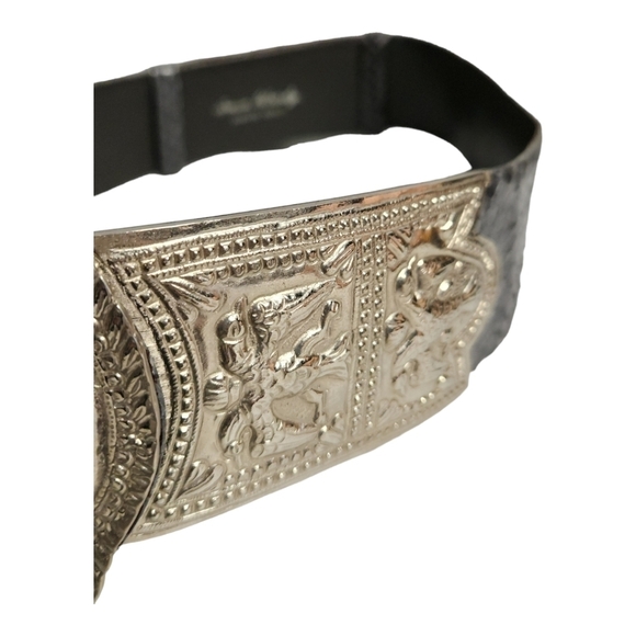 RARE JUDITH LIEBER Python Leather Metal Buckle Belt - Picture 8 of 15